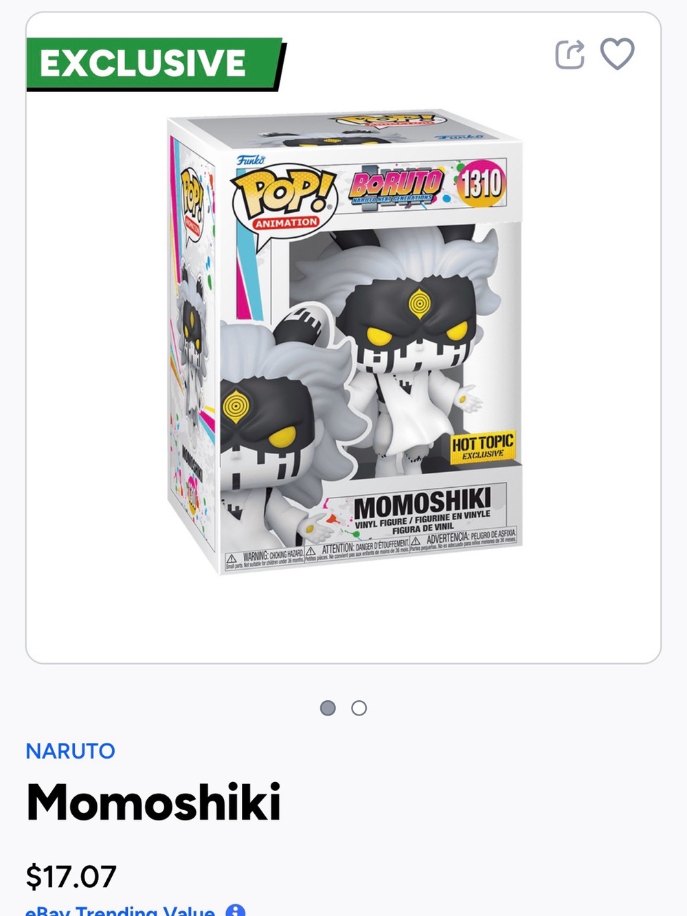 Funko Pop! Animation Momoshiki - White, Black & Yellow- Naruto- 1310